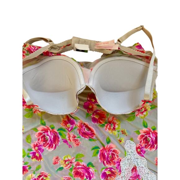 Victoria's Secret Floral Lace Built in Bra Slip Babydoll Teddy Slip Lingerie 36D - Picture 13 of 13